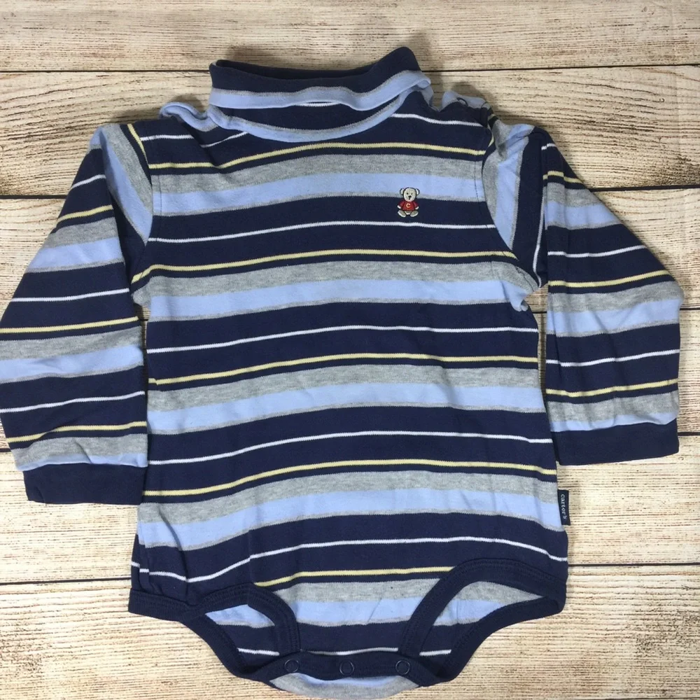Carter's Blue Long Sleeve Striped Bodysuit |‎ 24 M